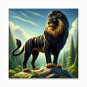 Lion In The Forest 70 Canvas Print