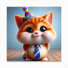 Birthday Cat Canvas Print