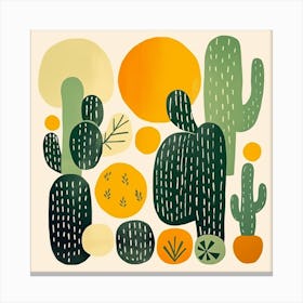 Rizwanakhan Simple Abstract Cactus Non Uniform Shapes Petrol 79 Canvas Print