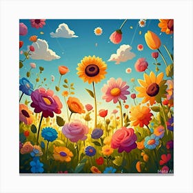 Flowers In The Meadow Canvas Print