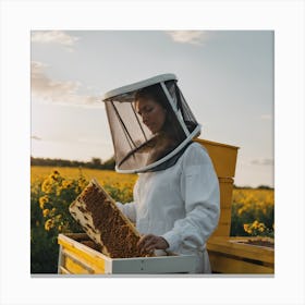 Beekeeper Inspecting Hive Canvas Print