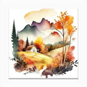 Watercolor Autumn Landscape 52 Canvas Print