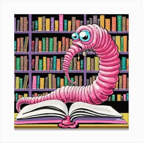 Worm Reading A Book Canvas Print