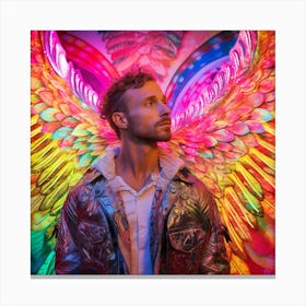 Man With The RainbowAngel Wings Canvas Print