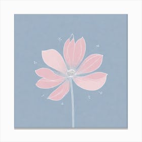 A White And Pink Flower In Minimalist Style Square Composition 222 Canvas Print