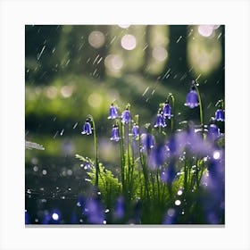 Light Rain in the Bluebell Wood Canvas Print