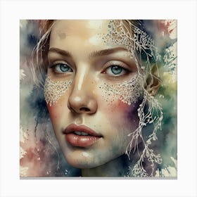 Watercolor Portrait Of A Girl 8 Canvas Print