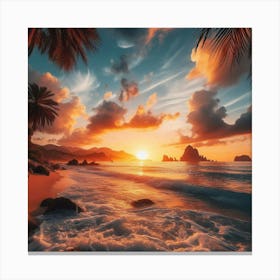 Sunset On The Beach Canvas Print