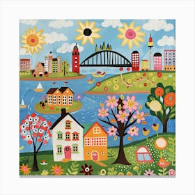 Kids Travel Illustration Sydney 4 Canvas Print