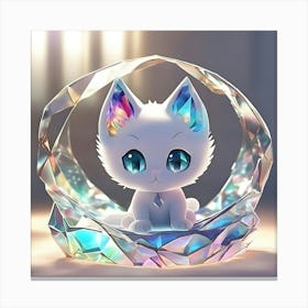 Kawaii Crystal Cat Canvas Print