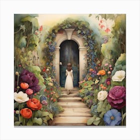 Girl In A Garden 1 Canvas Print