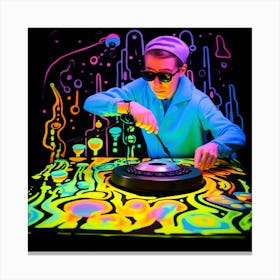 Glow In The Dark Dj Canvas Print