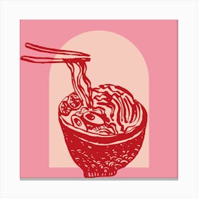Pink Ramen Noodle Bowl 1 Canvas Print