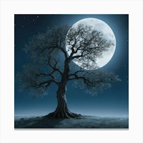 Tree In The Moonlight Art Print 3 Canvas Print