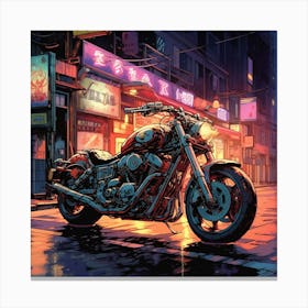 Motorcycle In A City Canvas Print