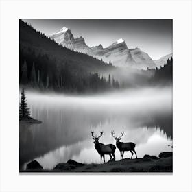 Deer In The Mist 4 Canvas Print