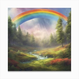 Rainbow In The Forest Canvas Print