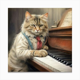 Cat Playing Piano 5 Canvas Print