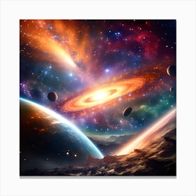 Galaxy And Planets In Space Canvas Print