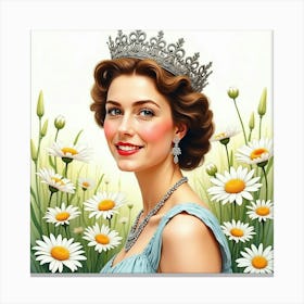 Watercolor Portrait Of Young Queen 1 Canvas Print