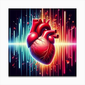 Heart Wave On Black Background Canvas Print