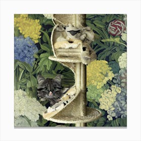 Cat On A Scratching Post Canvas Print