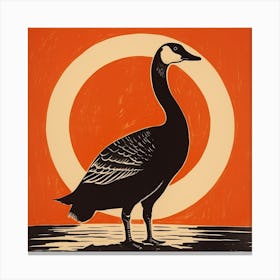 Retro Bird Lithograph Canada Goose 3 Canvas Print