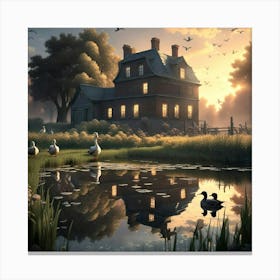 ducks at dawn Canvas Print