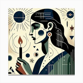 Woman Holding A Candle Canvas Print