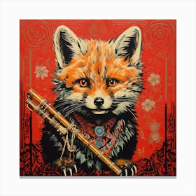 Fox With Flute Canvas Print