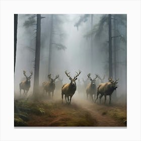 Deer In The Fog Canvas Print