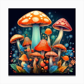 Mushrooms And Flowers 34 Canvas Print