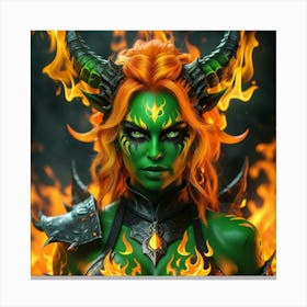 Demon Woman With Horns Canvas Print