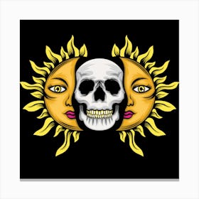 Skull Sun Two Face Art Nature Emerging Canvas Print