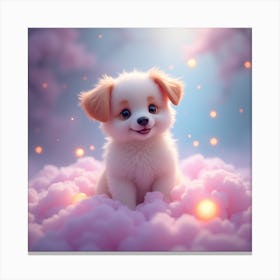 Puppy In Clouds Canvas Print