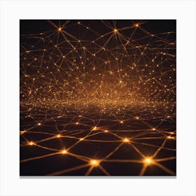 A Glowing Neural Network Of Interconnected Nodes In A Grid On A Dark Background 2 Canvas Print