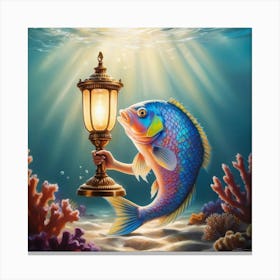 Fish Holding A Lamp Canvas Print