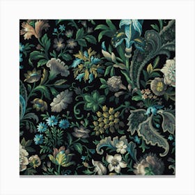 Pattern Flowers Plants Leaves Canvas Print