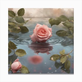 Roses In Water Canvas Print