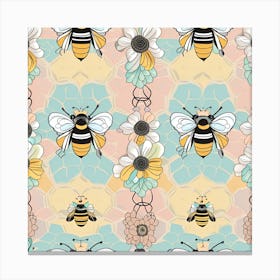 Bees And Flowers 2 Canvas Print