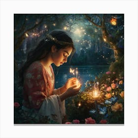 Fairy Lights The Magic of Watercolor: A Deep Dive into Undine, the Stunningly Beautiful Asian Goddess Canvas Print