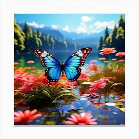 Butterfly In A Pond Canvas Print