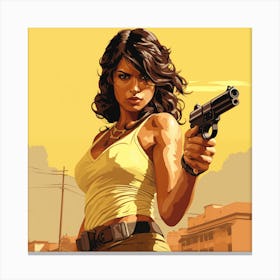 GTA Style Priyanka Chopra With A Gun Canvas Print