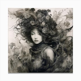 Forest Witch Ink Painting Canvas Print