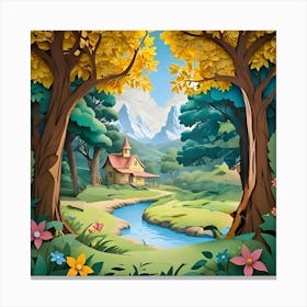 Cartoon Forest Scene Canvas Print