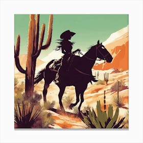 Cowgirl On Horseback 9 Canvas Print