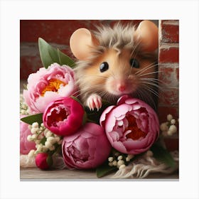 Hamster With Flowers 1 Canvas Print