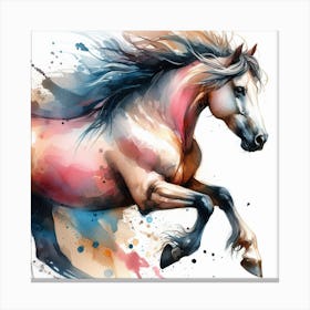 Horse In Motion, Horse Watercolour Art Print 3 Canvas Print