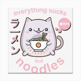 Trending Pastel Goth Ramen Noodle Cat Anime Kawaii Gift Canvas Print