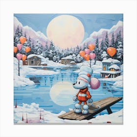 Mickey Mouse In The Snow Canvas Print